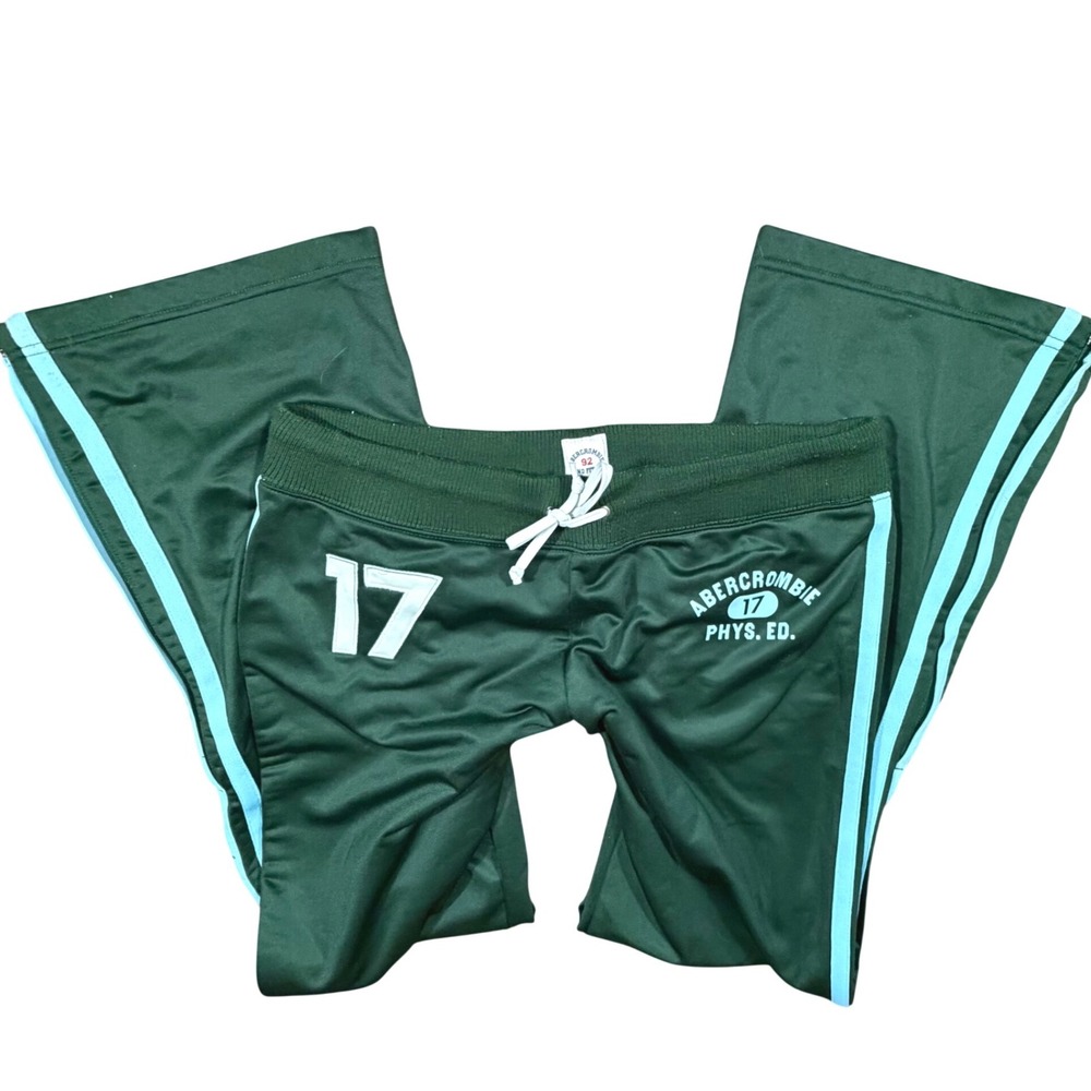 Y2K Workout Abercrombie & Fitch Phys Ed Track Pants Green Flare Leg Athletic M